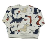 Světlešedá melírovaná mikina s dinosaury Primark