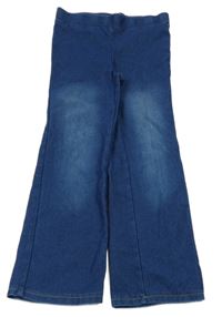 Modré elastické široké kalhoty riflového vzhledu H&M