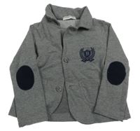 Šedé melírované teplákové sako s výšivkou