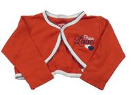 Červené bavlněné bolerko s nápisem a srdíčky