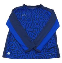 Tmavomodro-safírové vzorované sportovní funkční triko Kipsta