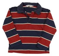 Tmavomodro-vínovo-béžové pruhované polo triko H&M