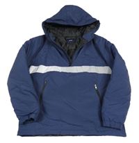 Tmavomodrá šusťáková zimní bunda s kapucí Kiabi