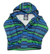 Tmavomodro-modro-zelená pruhovaná nepromokavá bunda s kapucí Lego