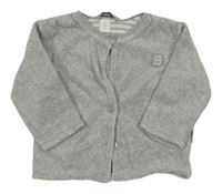 Šedá melírovaná sametová podšitá propínací mikina