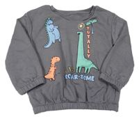 Tmavošedá mikina s dinosaury Primark
