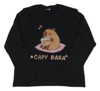 Černé triko s kapybarou