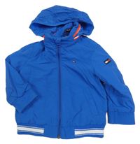 Modrá šusťáková podzimní bunda s kapucí Tommy Hilfiger