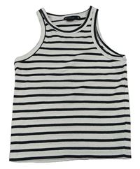 Bílo-černý pruhovaný žebrovaný crop top 