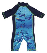 Modro-tmavomodrý UV overal s želvami Mothercare