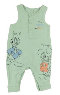 Zelené žebrované laclové tepláky s Mickeym a Donaldem Primark