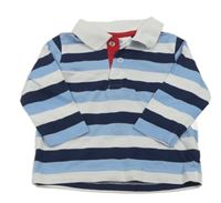Bílo-tmavomodré pruhované polo triko Topomini