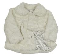 Bílý kožešinový podšitý kabátek s límečkem 