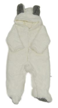 Bílá chlupatá podšitá kombinéza s ušima 