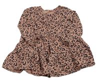 Růžovo-černé propínací leopardí šaty George