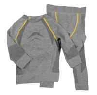 2 set - šedé melírované thermo triko + thermo kalhoty Lupilu