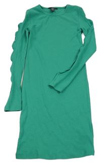 Zelené žebrované šaty s průstřihy na rukávech New Look