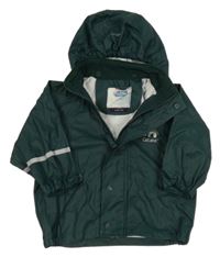Tmavozelená nepromokavá bunda s kapucí 