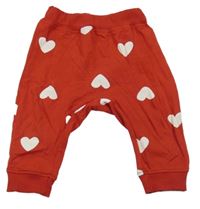 Červené lehké tepláky se srdíčky 