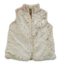 Světlebéžová plyšová podšitá vesta s králíkem 