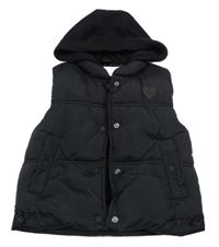 Černá šusťáková zateplená vesta s teplákovou kapucí River Island