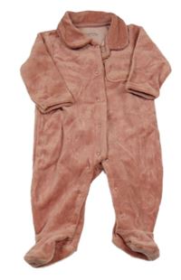 Starorůžový sametový overal s límečkem Vertbaudet