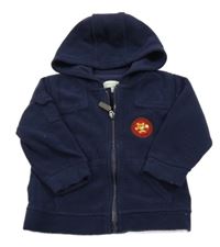 Tmavomodrá fleecová propínací mikina s kapucí 