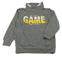 Šedá mikina s nápisem a komínovým límcem Yigga