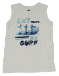 Bílé tílko s nápisem a surfy C&A