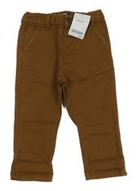 Nové - hnědé plátěné chino kalhoty Next