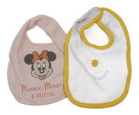 2x bryndák - růžový s Minnie + bílý s květem 