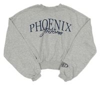 Šedá melírovaná crop mikina s nápisem H&M