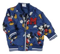 Modrý šusťákový přechodový bomber s Mickeym Disney