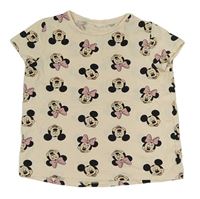 Smetanové tričko s Minnie a Mickeym 