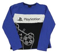 Modrofialovo-černo-bílá mikina s ovladačem - Playstation 