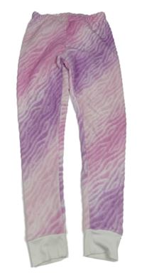 Růžovo-fialové vzorované plyšové domácí kalhoty Dunnes Stores