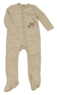 Béžový sametový vzorovaný overal s veverkou 