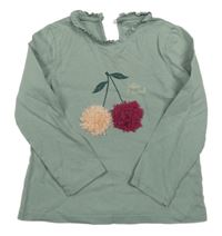 Zelené triko s třešněmi Vertbaudet