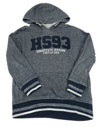 Tmavomodrá melírovaná mikina s nápisy a kapucí C&A