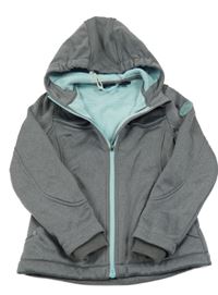 Šedo-světlemodrá softshellová bunda s kapucí Active Touch
