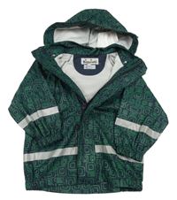 Tmavomodro-zelená vzorovaná voděodolná jarní bunda s kapucí 