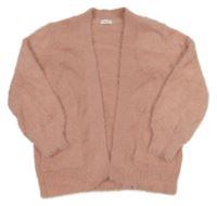 Růžový chlupatý třpytivý svetrový cardigan Next