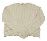 Béžový žebrovaný vzorovaný crop svetr H&M