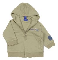 Béžová propínací mikina s nápisem a kapucí Jasper Conran