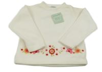 Nové - Bílá fleecová mikina s květy 