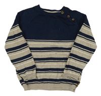 Tmavomodro-béžový pruhovaný svetr Next