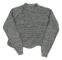 Černo-bílý melírovaný crop svetr Matalan