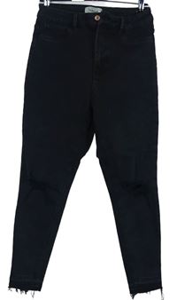 Dámské černé skinny rifle s dírami New Look 