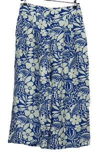 Dámské smetanovo-modré květované culottes kalhoty TU vel. 10S
