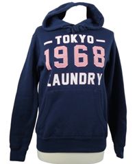 Dámská tmavomodrá mikina s nápisem a kapucí Tokyo Laudry 